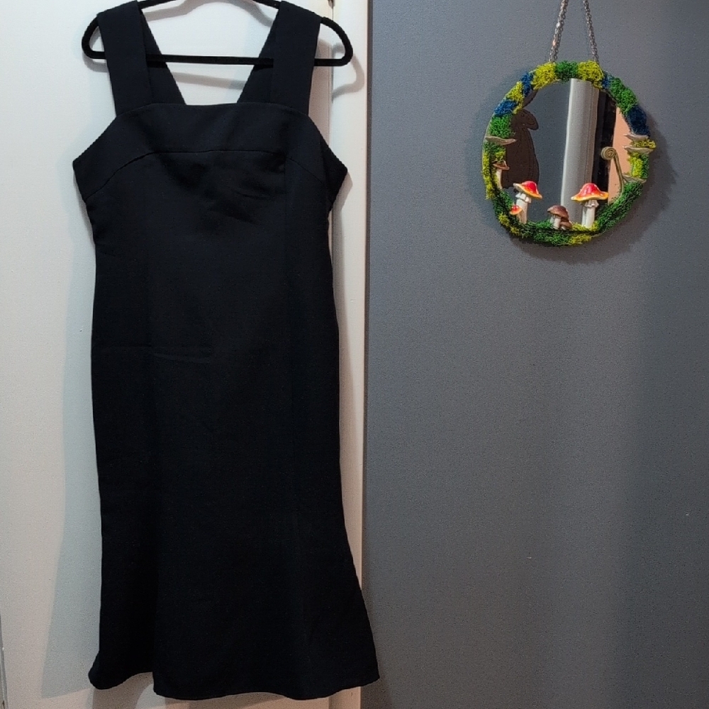 Blue Mermaid Midi Square Neck Cocktail Dress